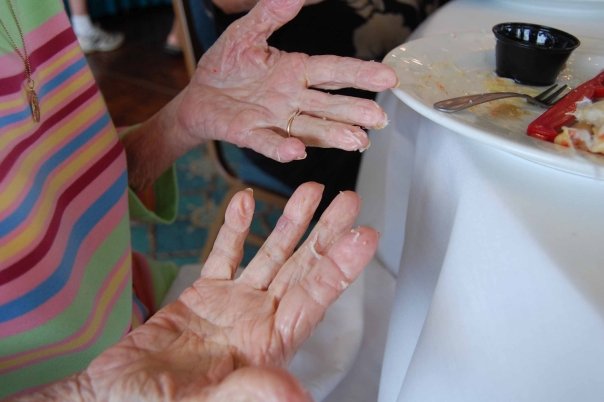 The Crab Hands Hands can tell the best stories. Here my mom's hands are full of crab after a festive family brunch.