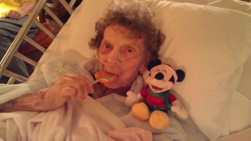 The Sucker She could barely eat during those final days. My niece bought my mom a sucker that lasted her the full two weeks.